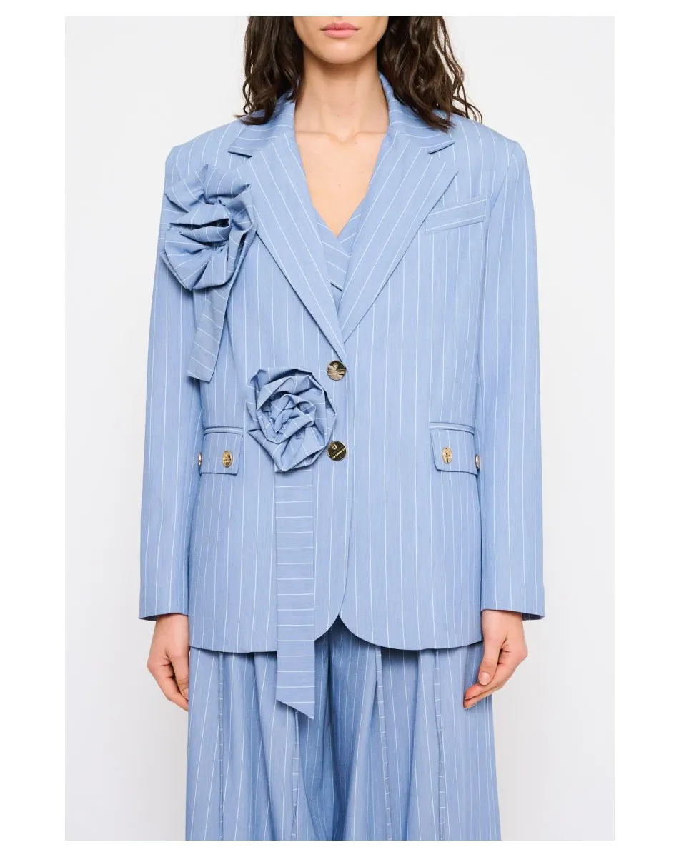 Marynarka z przypinkami w kształcie kwiatów